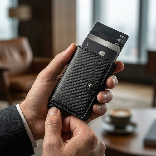 Vylex Executive Carbon Pop-Up - שליפת כרטיסים ביד אחת חליפת מנהלים