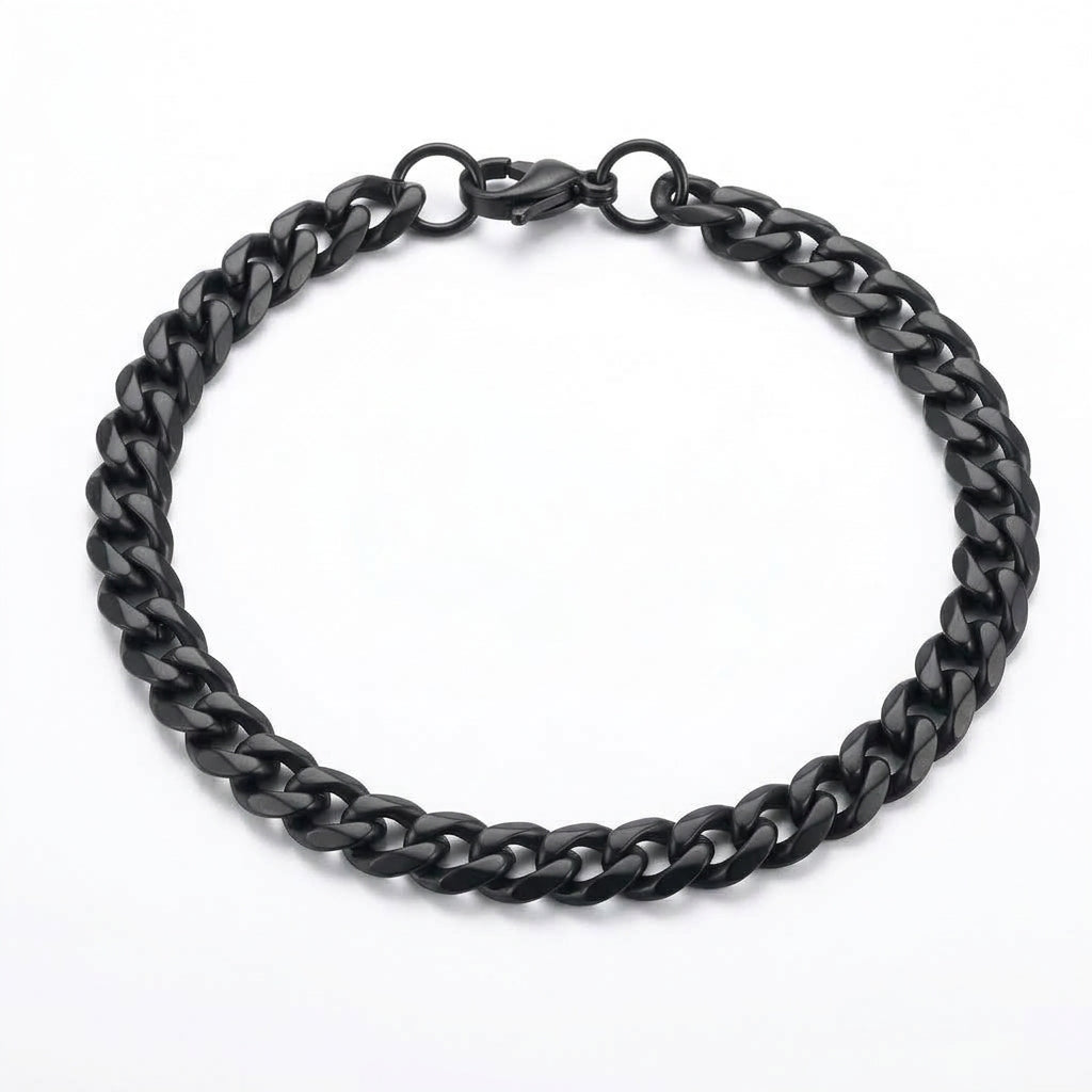 Vylex Executive Miami Cuban Bracelet™ - צמיד גורמט מיאמי 7 מ"מ שחור מט פלדת 316L